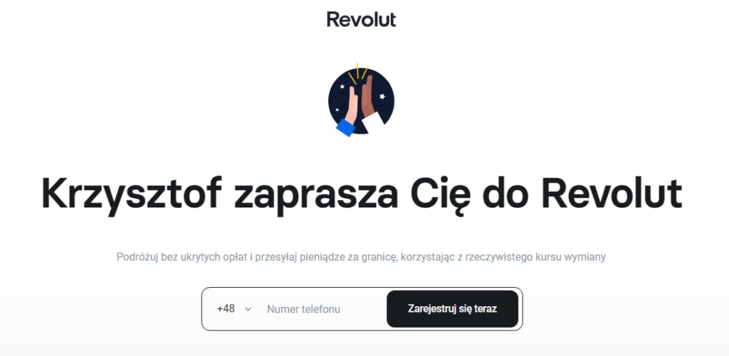 Zaproszenie do założenia konta Revolut