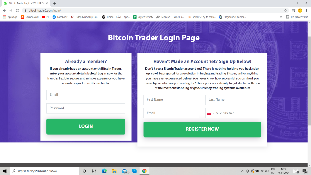 rejestracja w Bitcoin Trader
